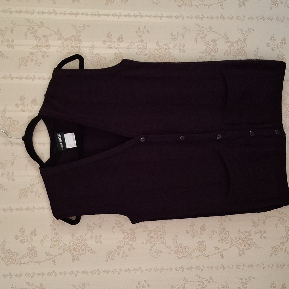 Vintage Excelsior Black Sleeveless Cardigan Vest Size S Made In Canada